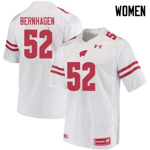 Women's Wisconsin Badgers NCAA #52 Josh Bernhagen White Authentic Under Armour Stitched College Football Jersey QO31F10NZ